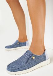 Granatowe Półbuty w Styli Mokasynów Sheillin. Niebieskie półbuty damskie Born2be, bez wzorów, eleganckie, bez obcasa. Za 64.99 zł.