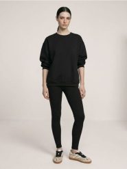 Bawełniane legginsy w prążek - czarny. Czarne legginsy damskie Sinsay, l, bez wzorów, z bawełny, na fitness i siłownię. Za 29.99 zł.