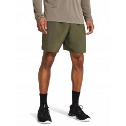 Spodenki na trening do ćwiczeń męskie UNDER ARMOUR szybkoschnące. Niebieskie szorty męskie Under Armour, bez kołnierzyka. Za 149.00 zł.