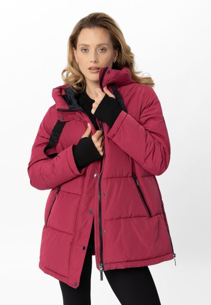 Zimowa kurtka z kapturem J-BLIS. Czerwone kurtki damskie Volcano, na zimę, xl, bez wzorów, z materiału, z kapturem. Za 399.99 zł.