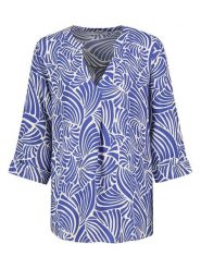 Sublevel Bluzka w kolorze niebiesko-białym rozmiar: XXL. Niebieskie bluzki damskie Sublevel, xxl, bez wzorów, z wiskozy, bez kołnierzyka, bez ramiączek. Za 52.55 zł.