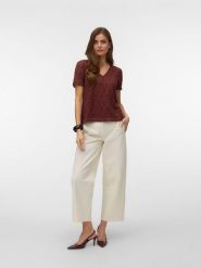 Vero Moda Bluzka w kolorze brązowym rozmiar: L. Brązowe bluzki damskie Vero Moda, l, bez wzorów, bez kołnierzyka, bez ramiączek. Za 65.54 zł.