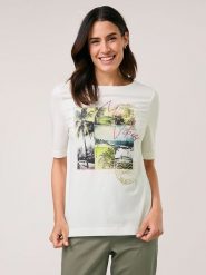 Gerry Weber Koszulka w kolorze białym rozmiar: 40. Białe bluzki damskie Gerry Weber, bez wzorów, bez kołnierzyka, bez ramiączek. Za 92.42 zł.