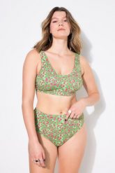 Damski Top od bikini miękkie miseczki wzór w panterkę. Zielone bikini damskie Ulla Popken, bez wzorów, plus size. Za 116.99 zł.