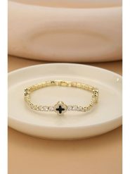 Atelier MIU Pozłacana bransoletka z cyrkoniami i elementami ozdobnymi rozmiar: onesize. Żółte bransoletki damskie atelier MIU, pozłacane. Za 43.99 zł.