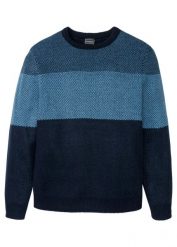 Cienki sweter o kroju regular fit. Niebieskie swetry męskie bonprix, m, bez wzorów, bez kołnierzyka. Za 97.99 zł.