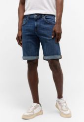MĘSKIE SZORTY MUSTANG Chicago Shorts Z Denim Blue 1015691 5000 883. Niebieskie szorty męskie Mustang, z denimu, bez kołnierzyka. Za 149.99 zł.