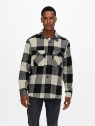 ONLY & SONS Koszula "Milo" w kolorze czarno-białym rozmiar: XL. Czarne koszule męskie Only & Sons, xl, bez wzorów, z bawełny, bez kołnierzyka, bez ramiączek. Za 74.63 zł.