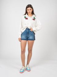 Pinko Szorty "Dotta" | 1J10TF Y653 | Kobieta | Niebieski. Niebieskie szorty damskie Pinko, bez wzorów, z bawełny, eleganckie. W wyprzedaży za 299.00 zł.