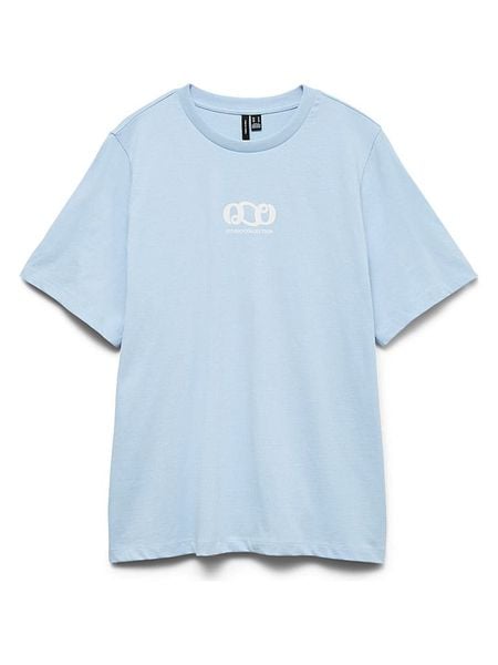 Vero Moda Koszulka w kolorze błękitnym rozmiar: XL. Niebieskie bluzki damskie Vero Moda, xl, bez wzorów, z bawełny, bez kołnierzyka. Za 84.21 zł.