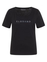 ELBSAND Koszulka "Loralie" w kolorze czarnym rozmiar: S. Czarne bluzki damskie ELBSAND, s, bez wzorów, bez kołnierzyka, bez ramiączek. Za 82.64 zł.