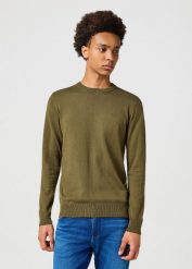 WRANGLER MĘSKI SWETER KNIT SWEATER IVY GREEN 112357202 W8F2016396. Zielone swetry męskie Wrangler, m, bez wzorów, bez kołnierzyka. Za 149.99 zł.