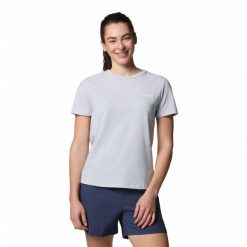 Koszulka damska Columbia Sun Trek Short Sleeve II Tee z krótkim rękawem. Niebieskie t-shirty damskie Columbia, s, bez wzorów, bez kołnierzyka. Za 103.99 zł.
