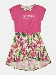 Guess Sukienka codzienna J5GK13 K6YW4 Różowy Regular Fit. Czerwone sukienki dziewczęce Guess, z aplikacjami, z bawełny, bez ramiączek. Za 149.99 zł.