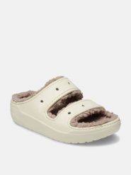 Crocs Klapki "Classic Cozzzy" w kolorze kremowym rozmiar: 42/43. Brązowe klapki damskie Crocs, bez wzorów, z materiału, bez obcasa. Za 132.05 zł.