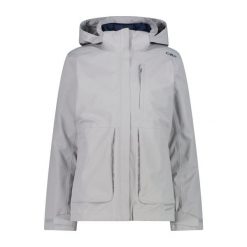 Kurtka puchowa z odpinanym kapturem dla kobiet CMP. Białe kurtki damskie CMP, bez wzorów, z puchu. Za 631.40 zł.