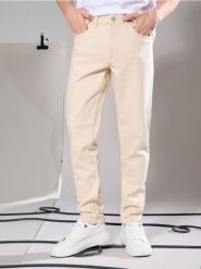 Jeansy slim fit - kremowy. Białe jeansy męskie Sinsay. Za 45.99 zł.