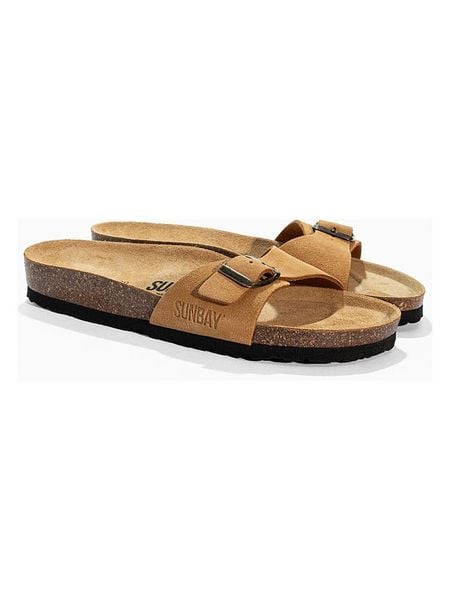 Sunbay Skórzane klapki "Jasmin" w kolorze karmelowym rozmiar: 40. Brązowe klapki damskie Sunbay, bez wzorów, bez obcasa. Za 149.95 zł.