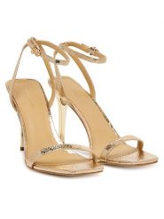 MICHAEL Michael Kors Sandały Liana 40T5LNHS1M Złoty. Żółte sandały damskie MICHAEL Michael Kors, bez wzorów, ze skóry, bez obcasa, na szpilce. Za 739.99 zł.