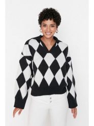 Trendyol Sweter w kolorze czarno-białym rozmiar: S. Białe swetry klasyczne damskie Trendyol, s, bez kołnierzyka. Za 78.99 zł.