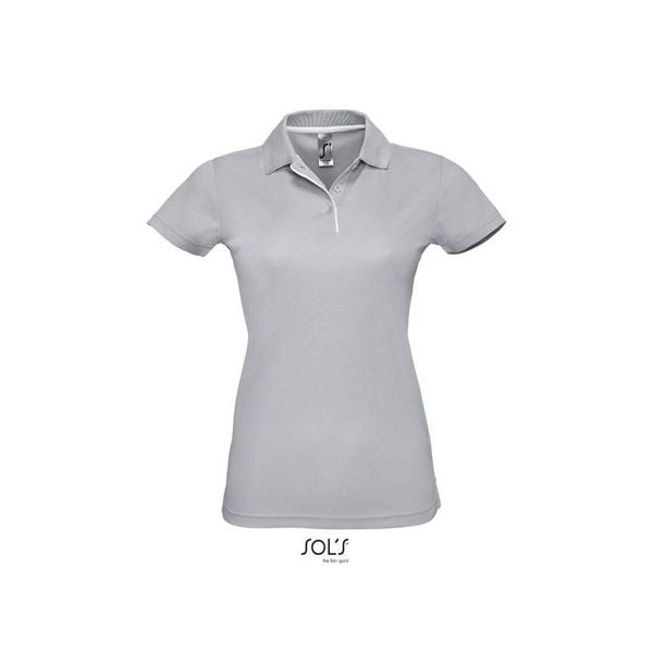 Damska Sportowa Koszulka Polo Performer. Niebieskie bluzki sportowe damskie SOL'S, s, bez kołnierzyka, bez ramiączek. Za 80.99 zł.