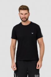EMPORIO ARMANI Czarny męski t-shirt bande logo, Rozmiar XL. Czarne t-shirty męskie Emporio Armani, l, bez wzorów, bez kołnierzyka. W wyprzedaży za 214.99 zł.