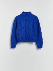 Wełniany sweter - niebieski. Niebieskie swetry klasyczne damskie Reserved, l, z wełny, bez kołnierzyka. Za 299.99 zł.