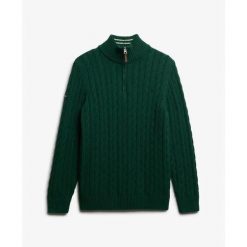 Sweter bawełnowy Superdry Cable. Zielone swetry męskie Superdry., m, bez wzorów, z bawełny, bez kołnierzyka. Za 412.45 zł.
