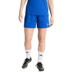 Spodenki krótkie damskie adidas Entrada 26. Niebieskie szorty damskie Adidas, bez wzorów, z materiału, sportowe. Za 60.99 zł.