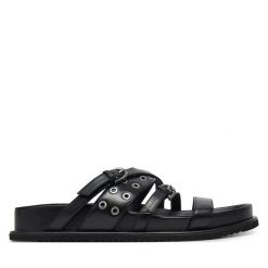 Klapki Tamaris. Czarne klapki damskie Tamaris, bez wzorów, bez obcasa. Za 379.99 zł.