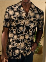 Koszula z wiskozy we wzór allover - wielobarwny. Koszule męskie Sinsay, l, bez wzorów, z wiskozy, bez kołnierzyka, bez ramiączek. Za 39.99 zł.