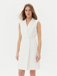 DKNY Sukienka koktajlowa DD5U1H66 Écru Slim Fit. Sukienki damskie DKNY, bez wzorów, z syntetyku, wizytowe, bez kołnierzyka, bez ramiączek. Za 459.99 zł.