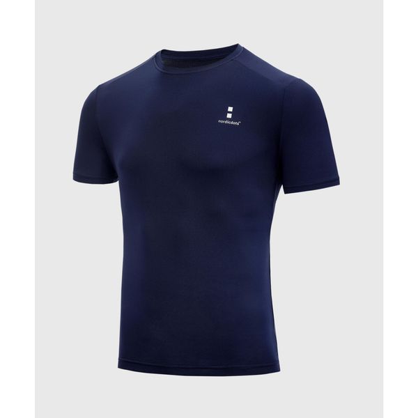 Koszulka sportowa męska Performance. Niebieskie t-shirty sportowe męskie NORDICDOTS, l, z materiału, bez ramiączek, na fitness i siłownię. Za 230.00 zł.