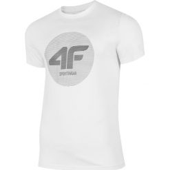 T-shirt męski TSM248 - biały. Białe t-shirty męskie 4f, m, bez wzorów, bez kołnierzyka. W wyprzedaży za 39.99 zł.