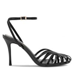 Sandały GINO ROSSI. Czarne sandały damskie Gino Rossi, bez wzorów, bez obcasa, na szpilce. Za 279.99 zł.
