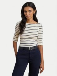 LAUREN RALPH LAUREN Bluzka 200P03723002 Beżowy Slim Fit. Brązowe bluzki damskie Lauren Ralph Lauren, l, bez wzorów, z bawełny, bez kołnierzyka, bez ramiączek. Za 329.99 zł.