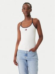 Tommy Jeans Top DW0DW22261 Biały Slim Fit. Białe topy sportowe damskie Tommy Jeans, xl, bez wzorów, z bawełny, bez ramiączek. Za 149.99 zł.