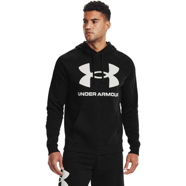 Under Armour Rival Fleece Big Logo Hoodie, męska bluza. Białe bluzy sportowe męskie Under Armour, bez wzorów, z bawełny, sportowe, bez kołnierzyka, bez ramiączek. Za 288.30 zł.