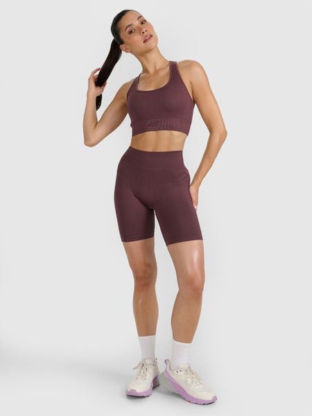 4F Legginsy kolarki treningowe bezszwowe damskie - brązowe XS/S. Brązowe legginsy damskie 4f, l, bez wzorów, z dzianiny. W wyprzedaży za 79.99 zł.