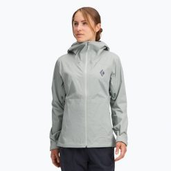 Kurtka przeciwdeszczowa damska Black Diamond Fineline Stretch. Szare kurtki przeciwdeszczowe damskie Black Diamond, bez kaptura. Za 489.99 zł.
