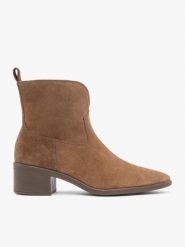 Brązowe botki kowbojki. Brązowe botki damskie Ryłko, ze skóry, eleganckie, bez obcasa, na obcasie, bez zapięcia. Za 449.99 zł.