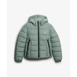 Damska kurtka puchowa Superdry Spirit. Zielone kurtki damskie Superdry., bez wzorów, z puchu, z kapturem. W wyprzedaży za 511.80 zł.