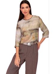 Heine Bluzka w kolorze beżowym rozmiar: 44. Brązowe bluzki damskie Heine, bez wzorów, z wiskozy, bez kołnierzyka, bez ramiączek. Za 78.28 zł.