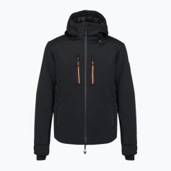 Kurtka narciarska męska EA7 Emporio Armani Ski Kitzbuhel Softshell. Czarne kurtki męskie EA7 Emporio Armani, na zimę, l, bez wzorów, z elastanu, sportowe, bez kaptura. Za 1,599.00 zł.