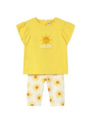 Mayoral Komplet t-shirt i legginsy 1751 Żółty Regular Fit. Żółte koszulki dziewczęce Mayoral, m, bez wzorów, z bawełny, bez ramiączek. Za 119.99 zł.