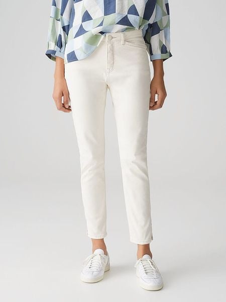 OPUS Dżinsy "Elma" - Slim fit - w kolorze białym rozmiar: 40/L28. Białe jeansy damskie Opus, z podwyższonym stanem. Za 173.99 zł.