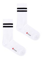 Sportowe skarpety z paskami A-HUGO, dwupak. Białe skarpetki męskie Volcano, bez wzorów, z bawełny. Za 39.99 zł.