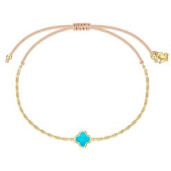 Glanzstücke München Bransoletka koniczyna ze stali nierdzewnej w zlocie z turkusem (synth.) Bransoletki 1 ct Damski. Brązowe bransoletki damskie Glanzstücke München, pozłacane. Za 189.99 zł.