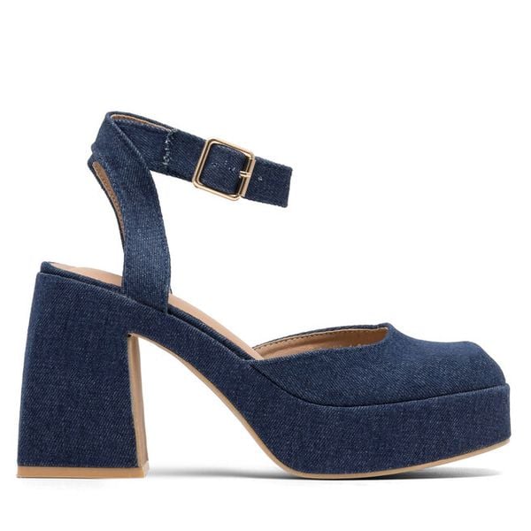 Sandały Jenny Fairy. Niebieskie sandały damskie Jenny Fairy, bez wzorów, bez obcasa, na słupku. Za 169.99 zł.