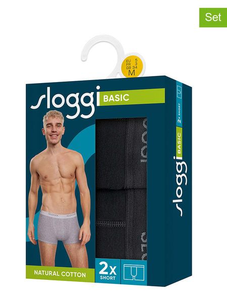 Sloggi Bokserki (2 pary) "Basic" w kolorze czarnym rozmiar: S. Czarne bokserki męskie Sloggi, bez wzorów. Za 56.93 zł.